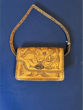 Vintage Hand-Tooled Leather Crossbody Bag